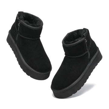 Platform Zip Uggs womens platform ankle ugg boots with zip in black view 14