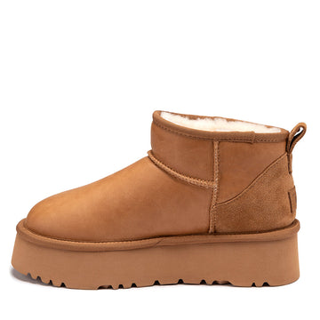 Platform Mini Oiled Leather Ugg Boots