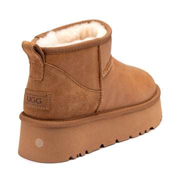 Platform Mini Oiled Leather Ugg Boots