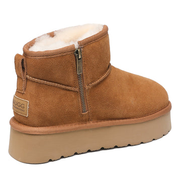 Platform Zip Uggs womens platform ankle ugg boots with zip in chestnut view 3