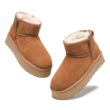Platform Zip Uggs womens platform ankle ugg boots with zip in chestnut view 4