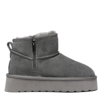 Platform Zip Uggs womens platform ankle ugg boots with zip in grey view 6