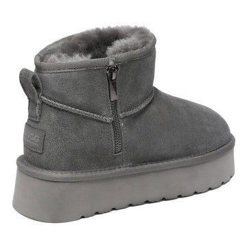Platform Zip Uggs womens platform ankle ugg boots with zip in grey view 8